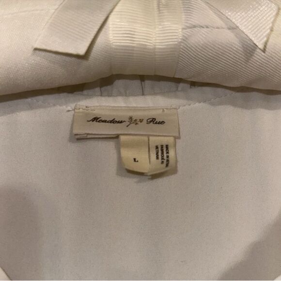 Meadow Rue x Anthro L White Cotton Blend Ruffled Neck Sleeveless Shell Tank - Picture 9 of 11